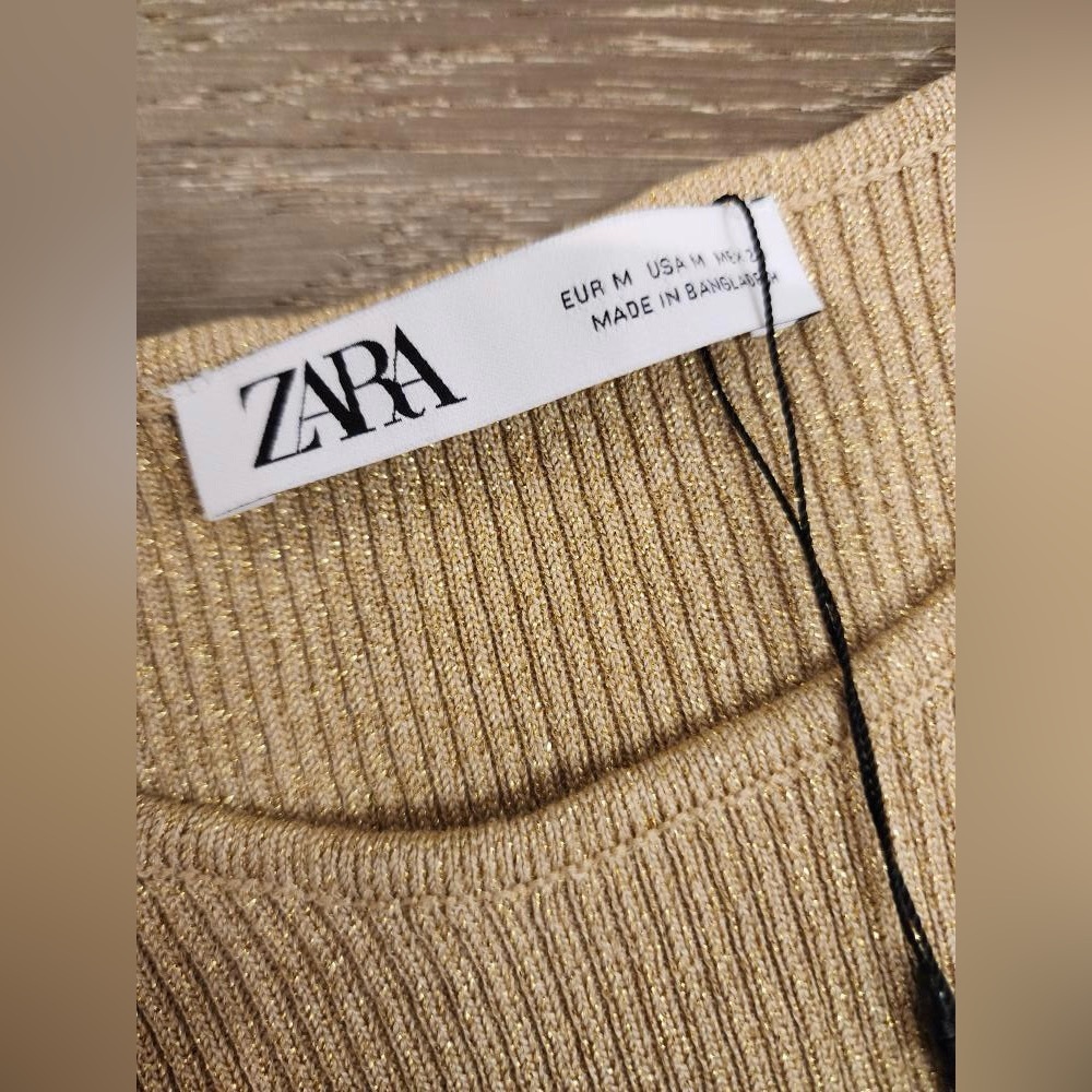 NWT Zara Gold Ribbed Tank | Size M - Picture 3 of 5